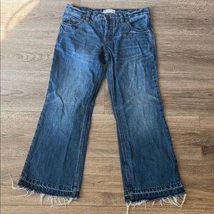 Free People Frayed Denim Ankle Capri